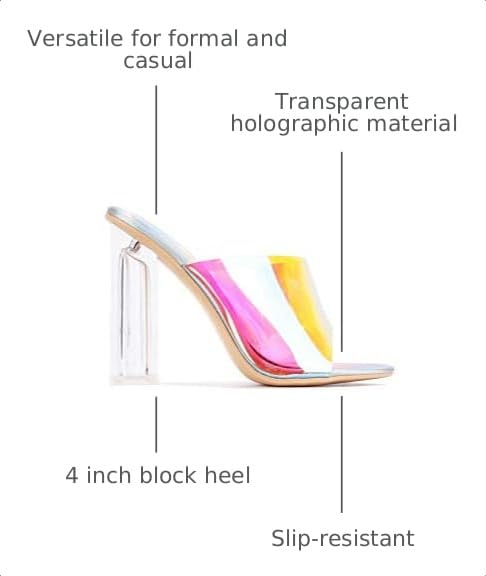 Image of Cape Robbin Fusion Chunky Block High Heels for Women, Transparent Booties for Women