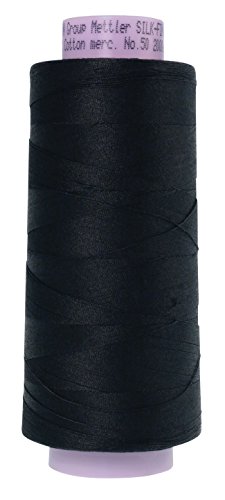 Hilo de algodón Mettler Silk-Finish 2000 yd negro miniatura 1
