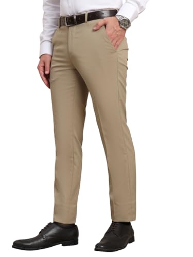 Image of SaintX Men's Premium Stretchable Formal Trouser with Techno Flex Waistband | Slim Fit Pants | Italian Design | Office Wear /Executive Wear