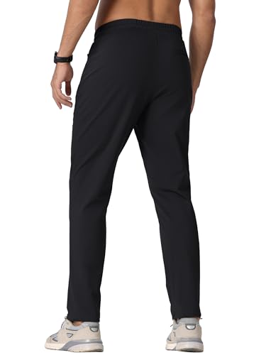 TACVASEN Men's Warm Sweatpants Winter Fleece Lined Water Resistant Pants Straight Leg with Zipper Pockets for Running2