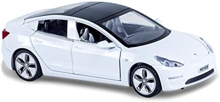 1/32 Scale Diecast Car Model, Pull Back Vehicles Toy Car with Sound and Light, Zinc Alloy Toy Car for Collectors & Boys or Girls 3+ Years Old (Model 3 -White)