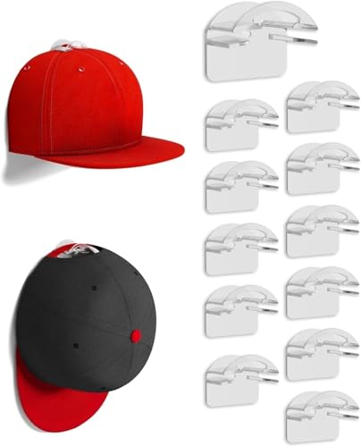 MSKEI Adhesive Hat Hooks for Wall - 2 Different Ways Hat Racks to Organize & Display Baseball Caps,...