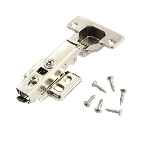 Kamtop 20 Pcs Cabinet Hinges, 110° Soft Close Kitchen Units Door Hinges with 120 Pcs Screws, 35mm Full Overlay Wardrobe Hinges Mute Concealed Cupboard Folding Doors Hinge for Kitchen Bathroom