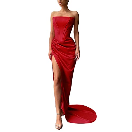 yhfshop Bal Mariage Cérémonie Robe de Soirée,Robe de soirée Longue Banquet Tube Sexy,Big Red,48,Grande Taille Robe de Soirée Femme Cover