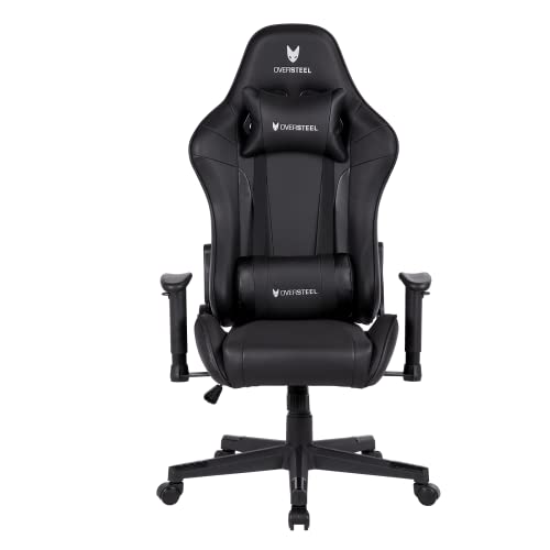 Oversteel – ULTIMET Professional Gaming Chair Leatherette, 2D Armrests, Height Adjustable, Reclining Backrest 180º, Gas Piston Class 3, Up to 120Kg, Black