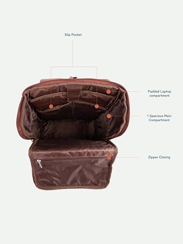 Image of ZOUK Amalia Unisex Vegan Leather Laptop Backpack (Large) | Stylish Office & Travel Backpack for Men & Women | Fits 15-inch Laptop |