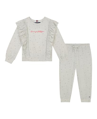 Image of Tommy Hilfiger Girls' 2-piece Fleece Set, Crewneck Sweatshirt With Jogger Sweatpants