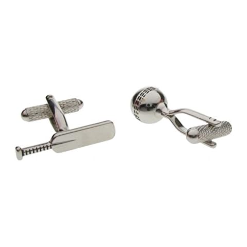 Cricket Ball and Cricket Bat Cufflinks - Supplied in Onyx Art London Cufflink Gift Box Cover