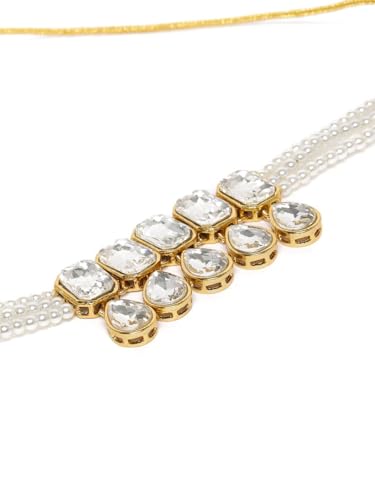 Juego de joyas de perlas de cristal blanco DMZ-2416 S en latón elegante 2