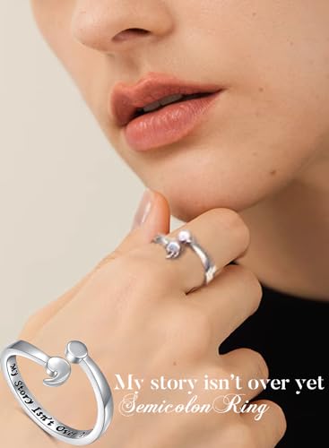 Ladytree My Story Isn't Over Yet Sterling Silver Semicolon Ring This Too Shall Pass Ring Jewelry Size 5-102
