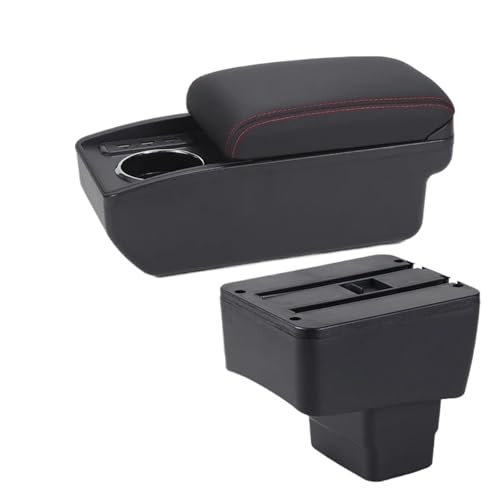 センターコンソールボックス のためにマツダ2用 のためにCX-3用 のためにスカイアクティブバージョンcx3用 車用アームレストボックス 収納ボックス 専用内装後付けアクセサリー(B1 Black red 6USB)