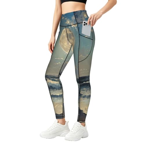 Pantalones de yoga holgados para meditar en casa leggings cómodos con diseño de mar