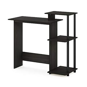 Furinno Efficient Home Laptop Notebook Computer Desk with Square Shelves, Espresso/Black