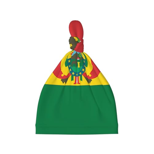 Newborn Baby Hat, Flag of Bolivia Print Soft Top Knot Beanie Cap, Cute Baby Headwear for 0-6 Months Black