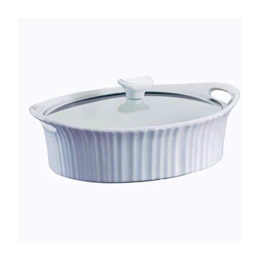CorningWare French White 2.5-quart Oval Casserole with Glass Lid