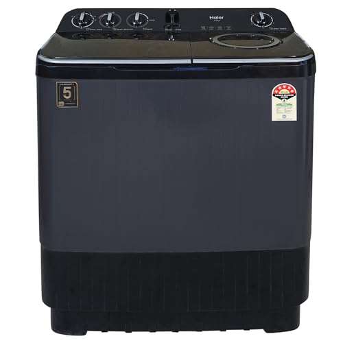 Image of Haier 9 Kg 5 Star Semi Automatic Top Loading Washing Machine (HTW90-196BBK Magic Filter, Rat Mesh, Toughened Glass Top Black)