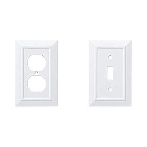 Franklin Brass W35242-PW-C Classic Architecture Single Duplex Wall Plate/Switch Plate/Cover, White AND Franklin Brass Classic Architecture Single Switch Wall Plate/Switch Plate/Cover, White