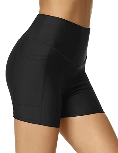 Tournesol Women's Plus Size Swim Shorts High Waisted Bathing Suit Bottoms Tummy Control Tankini Swimsuit Boy Shorts Black #TOP1