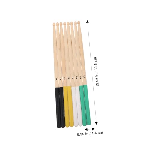 Baquetas antideslizantes de madera de arce Abaodam, 4 pares, para práctica de percusión, ligeras y duraderas, para batería electrónica, blanco, negro, amarillo y verde miniatura 6