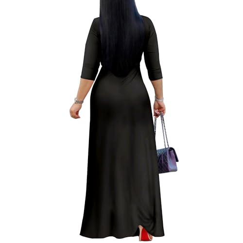 Image of Mrskoala Women Plus Size Long Maxi Wrap Dresses Summer Sundress V-Neck 3 /4 Sleeve