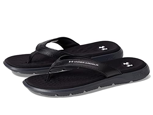 Under Armour Women's Ignite Marbella Flip Flop, (001) Black/Black/White, 8, US