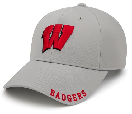 Gorra deportiva ajustable Wisconsin gris/roja bordada miniatura 1