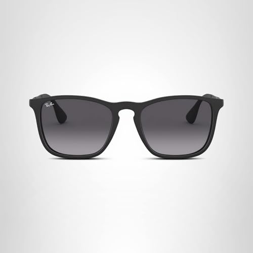 Ray-Ban Unisex RB4187 Chris Square Sunglasses, Rubber Black/Light Grey Gradient Dark Grey, 54 mm