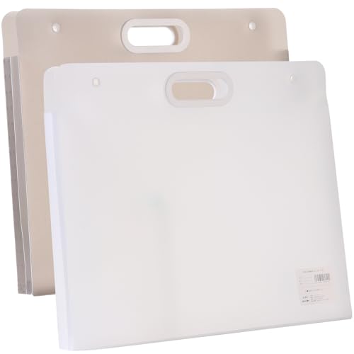 Shulaner Plastic Art Portfolio Folder with Handles17 x 14 inches Large Waterproof Artwork Storage Containers for Drawing Sketch Photography Poster Files Document (White and Gray, A3-17 x 14 inches)