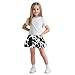 Gomyblomy Cow Print Girls Tennis Skirts with Shorts Fashion Kids Activewear Teen Girls Skorts Size 9-10 11-12 A-line Flowy Dance Skorts with Pocket Athletic Skirt for Golf Running Yoga