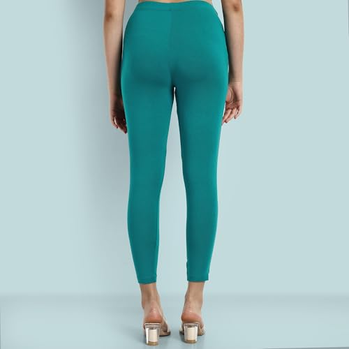 Image of ONE SKY Women Ankle Length Leggings | Premium Cotton Modal Spandex Blend | High Waist Stretchable & Bio-Washed Fabric | Colour-Lock | Ethnic Leggings for Women