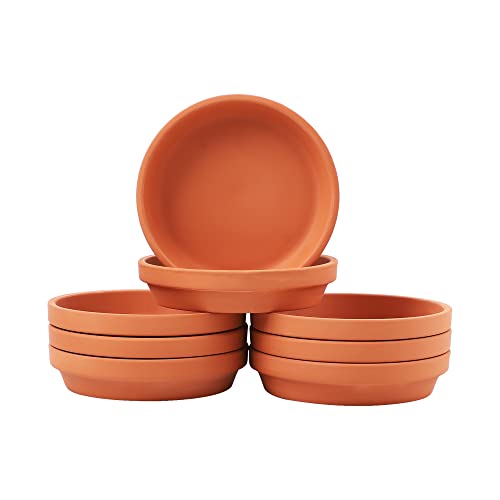 Yishang 6 Inch Middle Terracotta Pot Plant Saucer - 8pcs Middle Round Plant Pot Saucers Middle Clay Plant Tray Perfect for 5/5.5/6 Inch Flower Pot with Drainage Hole and Great for Indoor or Outdoor