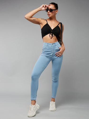 Image of Dolce Crudo Women's Skinny Fit High Rise Cropped Length Stretchable Denim Jeans