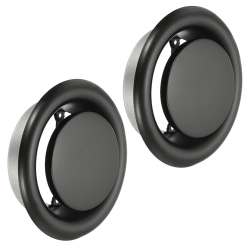 PATIKIL 6 Inch Round Ceiling Diffuser, 2pcs Metal Adjustable Wall Air Vent Diffuser Vent Duct Cover Exhaust Supply for Kitchen Bathroom Garage, Black by PATIKIL - Used condition - US$16.09