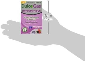 DulcoGas Maximum Strength Antigas Tablets, Wild Berry, 18 Count Box Chewable, Fruit-Flavored Gas Relief Tablets with Simethicone, Reliable Relief Starts in Minutes
