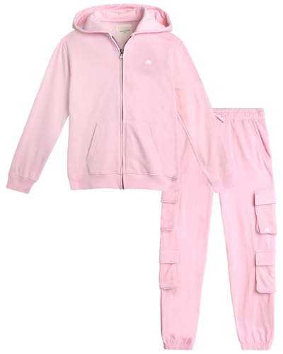 AEROPOSTALE Girls Jogger Set - 2 Piece Sweatsuit Set Cozy Fleece Zip Up Hoodie and Cargo Jogger Sweatpants for Girls (4-16)