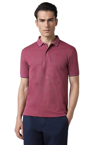 Image of Peter England Men's Premium Branded Regular Fit Half Sleeve Polo T-Shirt | Cotton Rich | Birds Eye Interlock Weave| No Pocket
