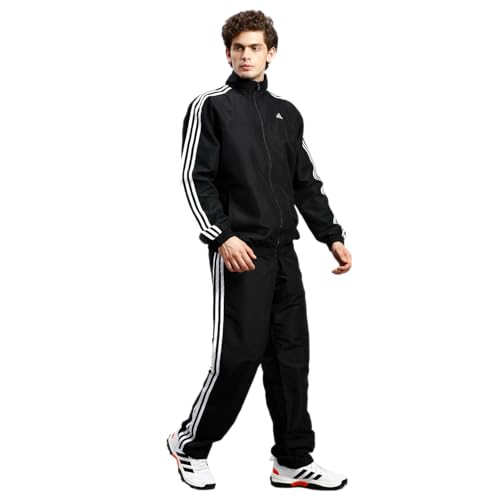 Image of Adidas Men Printed Training tracksuit Black /White - Polyester Regular Fit Activewear Set Lightweight, Breathable Sportswear track suit for Gym, Running, Fitness, Casual For All-Season