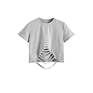 SweatyRocks Women's Short Sleeve Cutout Tee Shirt Distressed Crop Top
