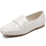 HOMEHOT Girls Flats Kids Loafers Dress Shoes Big Kids Color White Size 4