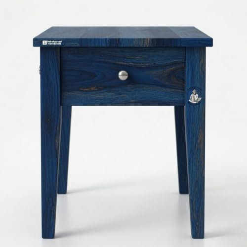 Image of Sheesham Wood Allure Bedside Table for Bedroom & Living Room | Solid Wood Nightstand with Storage Drawer and Open Shelf | Modern End Table