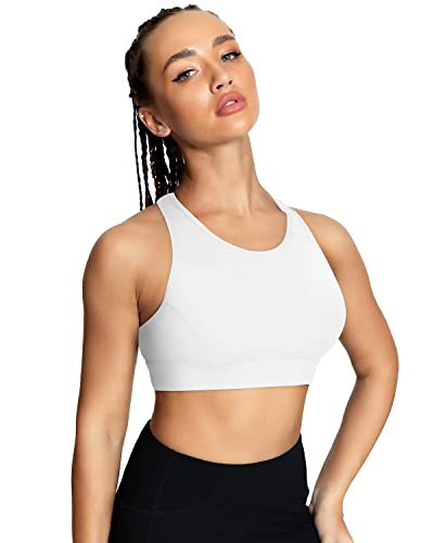 Image of QUEENIEKE BareFlow Women's Sports Bras with Phone Pocket Medium Impact Padded Racerback Workout Gym Crop Top Running Yoga Bra