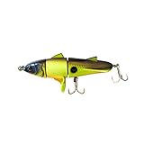 Topwater Lures, JAZALIC Propellers Fishing Lure with Three-Pronged Hooks and Ring, Floating Minnow Bass Bait Top Water Pencil Plopper Lures Freshwater Or Saltwate R (4.3 in, 0.85oz)
