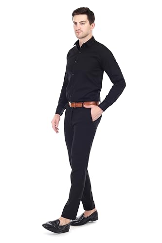 Image of Men's Solid Cotton Blend Formal Shirt with Pocket | Plain Design with Spread Collar & Full Sleeves - Regular Fit (Pack of 2)