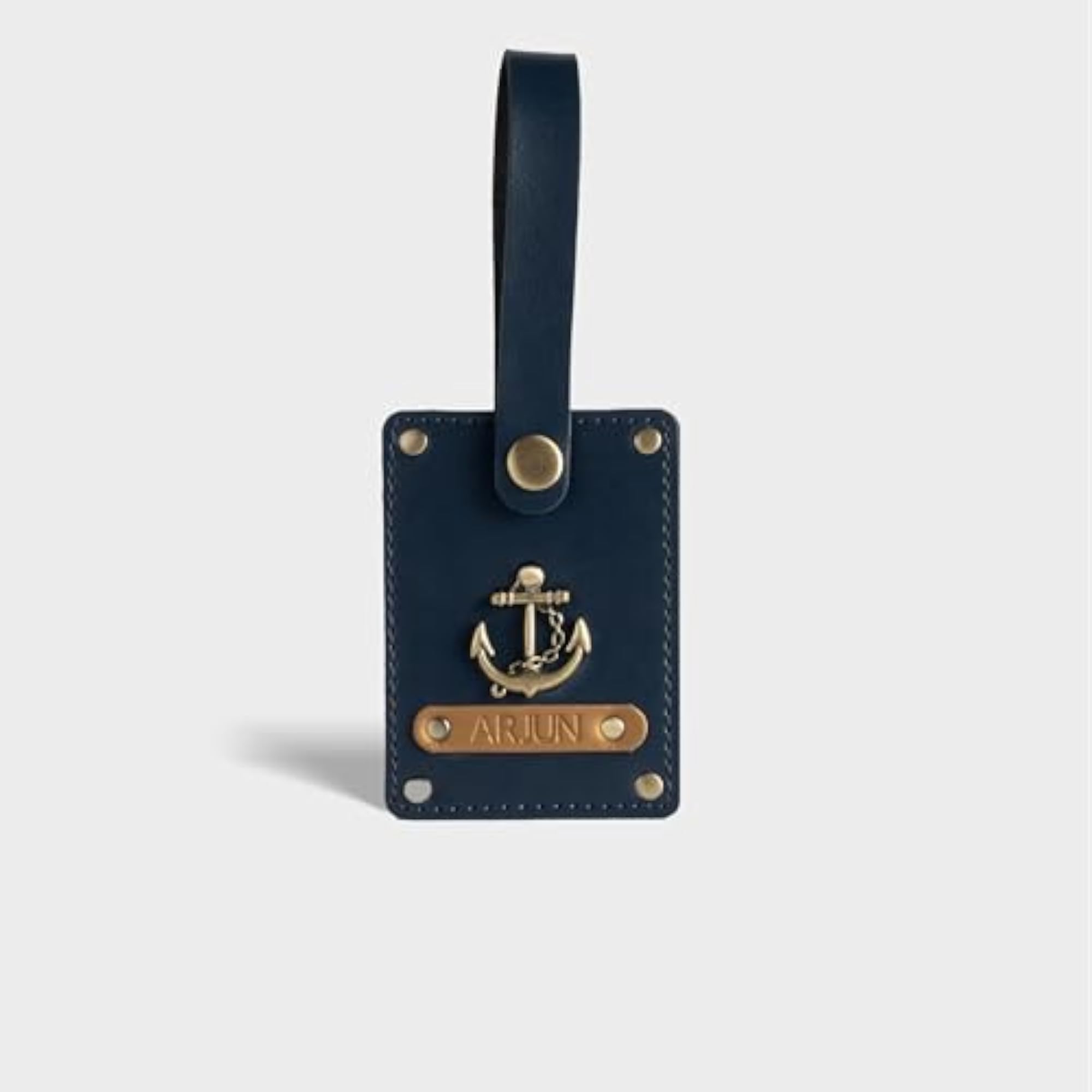 Personalized Vegan Leather Luggage Tag with Charm
