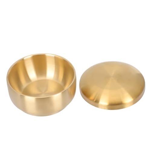 Cabilock Ciotola in Acciaio 304 a Doppio Con Coperchio Ciotola Per Zuppa Multiuso Da Cucina Per Alimenti (Con Coperchio 10,5 Cm)