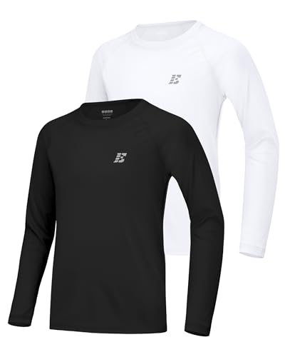 UPF 50+ Boys Swim Shirt, Long Sleeve Rash Guard Youth Kids UV Sun Protection SPF Shirts Fishing Water Beach Surfing