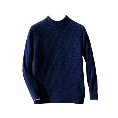 Dcvmvmn Men's Autumn Winter O-Neck Cashmere Wool Soft Sweater Casual Thick Basis Pullover Dark Blue