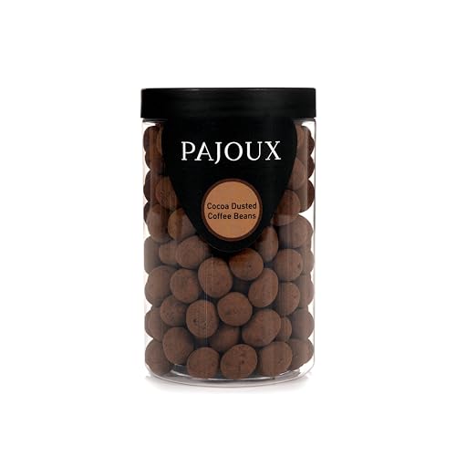 Pajoux Cocoa Dusted Coffee Beans (Large) | Chocolate Covered Coffee Beans - Chocolate Espresso Beans - Chocolate Mocha Beans - Palm Oil Free - Chocolate Covered Coffee Beans in a Gift Jar