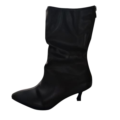 Bottes courtes plissées noir 37.5 pour femme à talon haut pointu