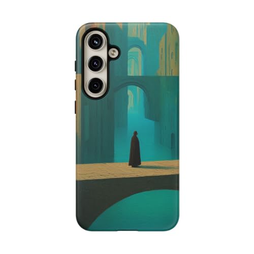 Coque Samsung S24 Plus paysage urbain surréaliste bleu mat
